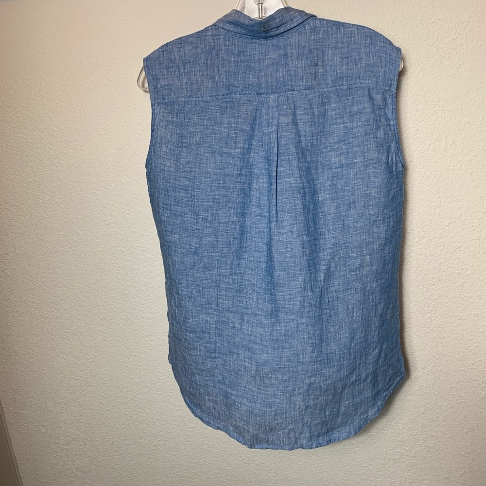 LifeWear premium linen blue sleeveless shirt - Picture 2 of 4